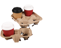 Plateau porte-gobelets jetable en papier kraft écologique pour 2 ou 4 gobelets, personnalisable avec logo imprimé, pour restaurants et cafés (vente en gros)