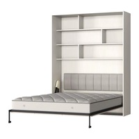 Maßgefertigtes Murphy-Bett mit Kleiderschrank & Bücherregal Modulares Multifunktionales Modernes Design Klappbares Verstecktes Wandbett für Kleine Wohnungen