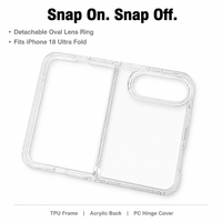 Funda para iPhone 18 Fold con Parte Trasera de Acrílico Transparente, Marco de TPU, Cubierta de PC, Protección de Bisagra, Antigolpes, Antiamarilleo, Soporte OEM ODM Personalizado