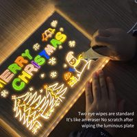 Tableau d'affichage LED avec 7 stylos colorés/support, tableau d'affichage lumineux en acrylique, tableau effaçable à sec, bloc-notes lumineux pour notes de bureau