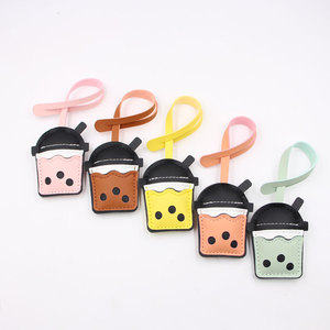 Chaveiro de Bolsa em Formato de Copo de Chá de Leite Boba com Pérolas, Mini, Fofo, em Couro PU, Acessório de Joalheria e Brinquedo - Product Image 6