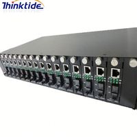THINKTIDE TI-R16-2A/B Châssis de montage en rack 2U pour convertisseur de média Gigabit 16 ports avec gestion et double alimentation, noir