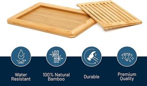 Tabla para cortar pan grande de bambú natural Premium con bandeja para <span class=keywords><strong>migas</strong></span>, bandeja para servir pan para Cocina - Product Image 3