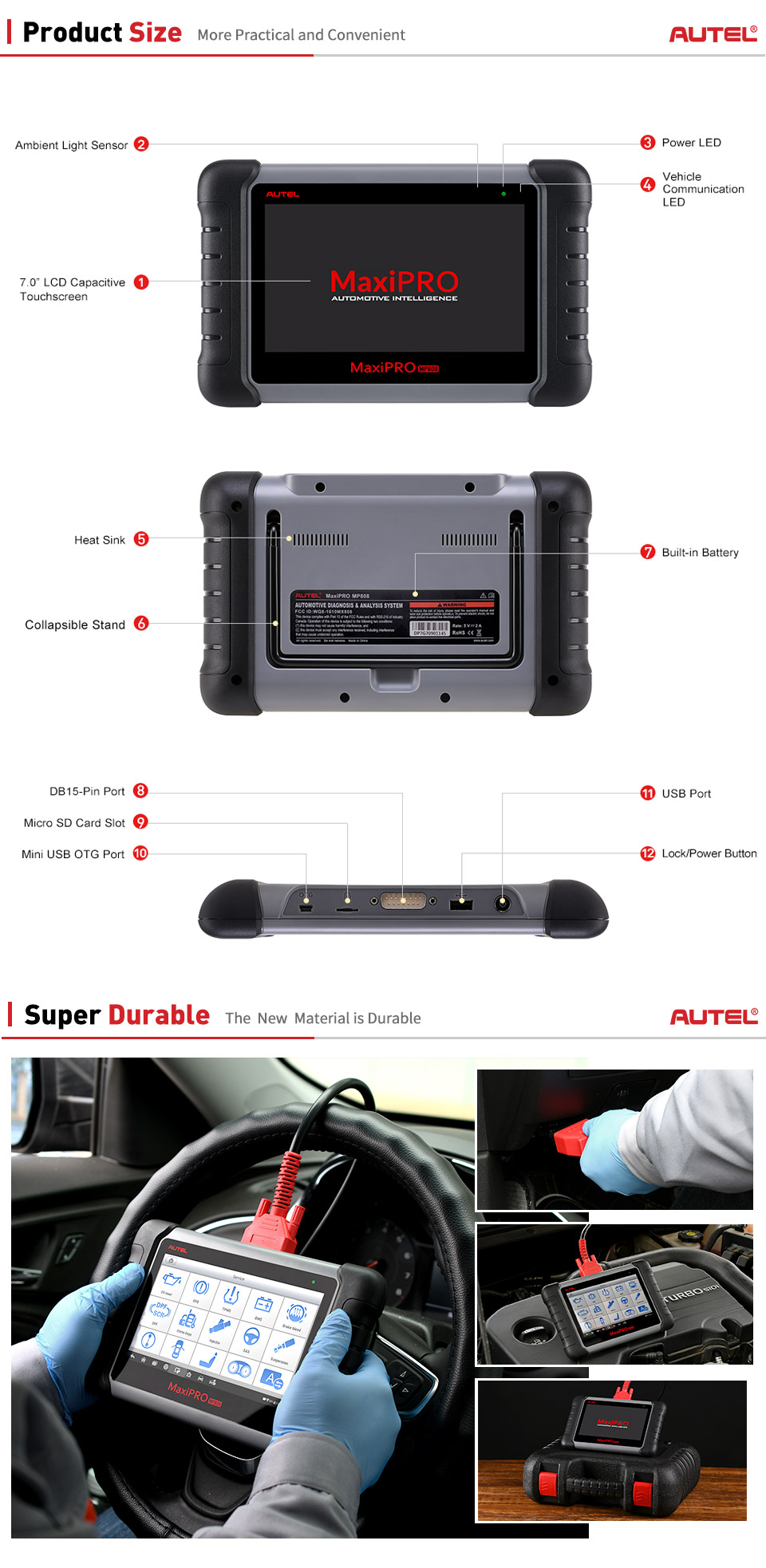 Autel MaxiPRO MP808S MP808S診断ツール用双方向OBD2自動