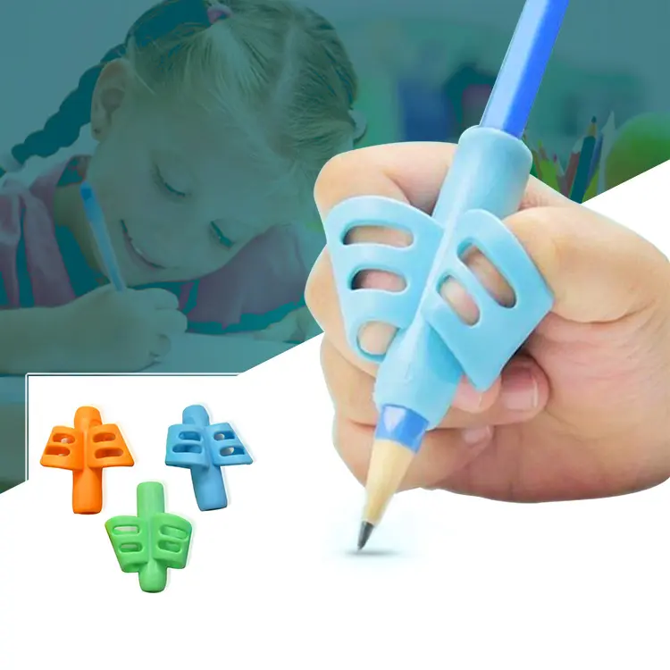 Groothandel Kinderen Siliconen Rubber Potlood Grepen Zacht Handschrift Hulpmiddel Kinderen Pen Pen Potlood Set Voor School