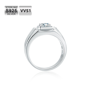 공장 보석 아이스 아웃 남자 반지 925 스털링 실버 화이트 골드 도금 VVS1 Moissanite 결혼 반지 고급 보석 반지 남성용 - Product Image 3