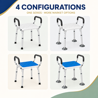 Chaise de douche réglable SimplyWalk avec petits pieds en caoutchouc, siège de bain en aluminium avec accoudoirs pour personnes âgées, soins à domicile, vente en gros