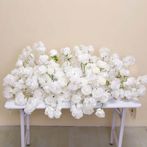 Chemin <span class=keywords><strong>de</strong></span> fleurs blanches artificielles WG240037-1 personnalisé <span class=keywords><strong>de</strong></span> haute qualité fleurs d'allée <span class=keywords><strong>de</strong></span> mariage chemin <span class=keywords><strong>de</strong></span> fleurs blanches artificielles - Product Image 1