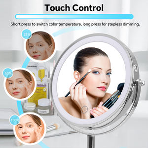 Altura ajustable USB Recargable LED Luces regulables Espejo de tocador Sensor personalizado Espejo de maquillaje con características táctiles - Product Image 3