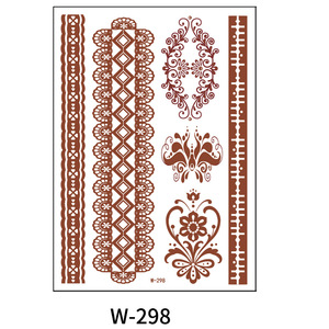 Reddish Brown Henna Temporary <b>Tattoo</b> Stickers Waterproof <b>Paper</b> Floral Geometric Indian Diwali Women Body Art - Product Image 2