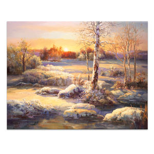 Opere d'arte di neve invernale di alta qualità immagini naturali pittura a olio fatta a mano su tela - Product Image 1