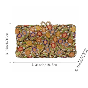 Women Novel Cat’s-Eye Crystal Evening Bag Floral Rhinestone Clutch Purse Removable <b>Chain</b> <b>Handbag</b> for New Year Dating - Product Image 3