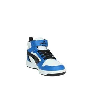 Sneakers stringate per bambini bianche e blu, alte, con suola spessa e ammortizzata - Product Image 5