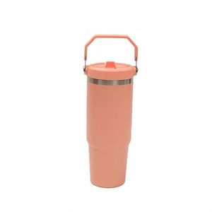 Mug isotherme transfrontalier grande capacité en acier inoxydable 304, avec paille et poignée portable, 30oz, design Ice Boss, logo personnalisable - Product Image 1