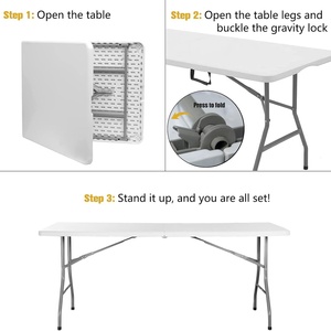 Heavy Duty 6ft <b>Folding</b> <b>Table</b> Rectangular Portable <b>Folding</b> <b>Table</b> with Metal Steel Frame for Outdoor Event Party Wholesale - Product Image 3