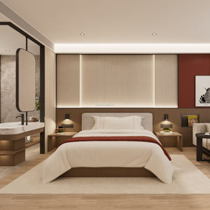 Juego de Muebles de Dormitorio de Hotel Moderno de Tamaño Personalizado, Habitación Doble Estándar Completa, Fabricado con Paneles de Madera, Directo de Fábrica - Product Image 3
