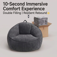Fauteuil pouf moderne et minimaliste sans cadre ni accoudoirs, compressé sous vide, pour une personne, avec dossier, idéal pour salon décontracté