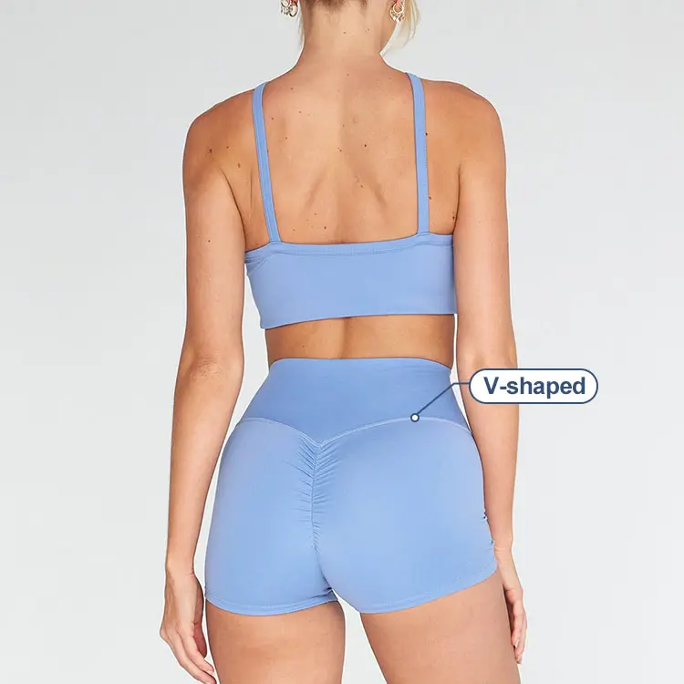 MIQI-Conjunto de sujetador de cintura alta para mujer, pantalones cortos de entrenamiento Sexy para gimnasio