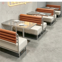 Table-banc industrielle OEM ronde en acier inoxydable, durable et moderne, sans accoudoirs, pour hôtels, cafés, salons de thé et usage commercial