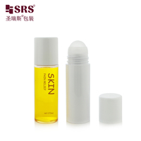 Flacon roll-on vide en PET de 170 ml avec bouchon à bille en PP blanc, rechargeable, pour déodorant, massage corporel, sérum