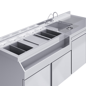 Équipement de bar commercial, comptoir de bar de 2 m, poste de travail pour barman avec lave-verre - Product Image 3