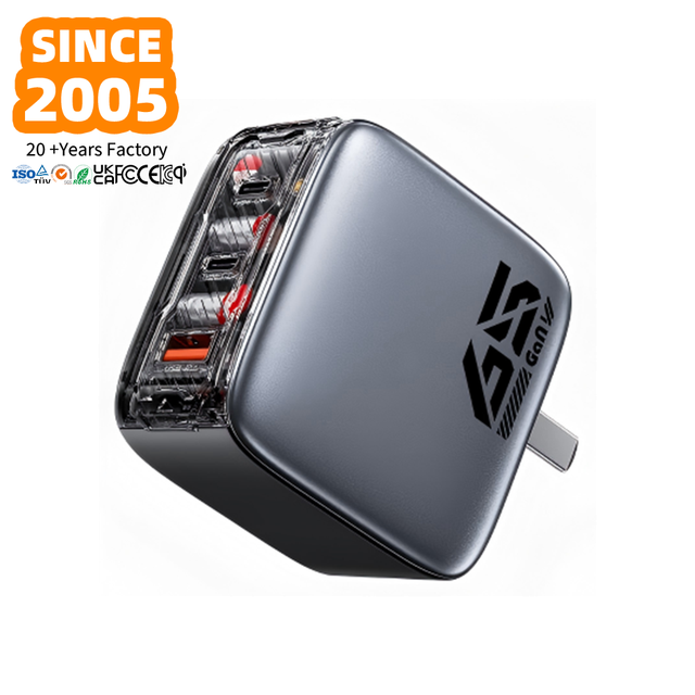 Hot Selling Product 65W GaN Fast Charger with 3-Port USB-C QC3.0 PD Adapter for Laptop Mobile Phones and Other Devices