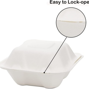 กล่องอาหารแบบมีร่องสำหรับใส่อาหารกลับบ้าน ทำจากเยื่อชานอ้อย ย่อยสลายได้  สามารถปรับแต่งได้ พร้อมลายนูน - Product Image 5