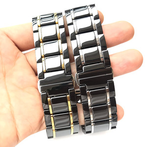 Cinturino in Acciaio Inossidabile e Ceramica da 20mm 22mm per <span class=keywords><strong>Apple</strong></span>, Samsung, Huawei <span class=keywords><strong>Watch</strong></span>, Sgancio Rapido, <span class=keywords><strong>5</strong></span> Perle, Accessori per Orologi - Product Image 3