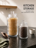 Conteneurs de cuisine en verre classiques avec couvercles, 28oz-70oz, différentes tailles, système de coordonnées unique, 800-2000ml, pour aliments, OEM