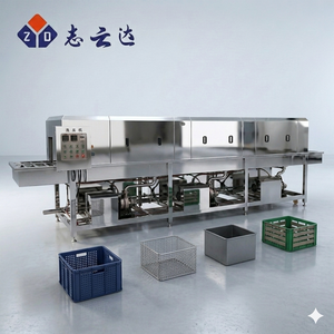 Machine de lavage automatique de caisses en plastique pour fruits et légumes avec pompe PLC et engrenage - Stérilisation haute efficacité, capacité de 500-800 kg/h - Product Image 2
