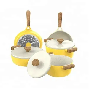 Hot bán gang Cookware Set Lớp phủ gốm 8 Mảnh không dính Cookware sets