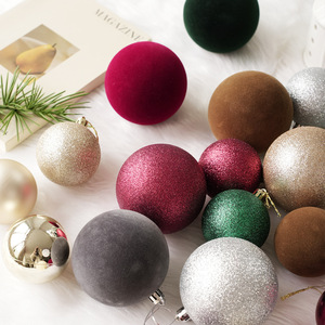 24pcs Velvet Matte <b>Glitter</b> and Mirror Finish Christmas Ball Christmas Tree Decoration Ornaments Shatterproof Hanging Balls - Product Image 2