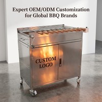 Système de brochettes motorisé pour barbecue de style chypriote, à hauteur réglable, avec armoire de rangement