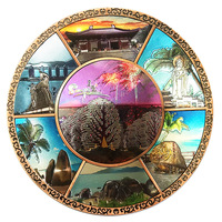Plaque métallique de voyage rétro multi-vues gravée et plaquée |   Souvenir en alliage de zinc argenté antique |   Plaque personnalisée OEM/ODM