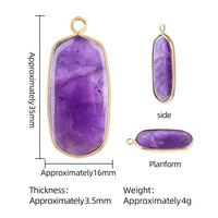 Pendentif en pierres précieuses assorties 16*35mm, plaqué or, avec cadre rectangulaire, breloque en améthyste et œil de tigre pour la fabrication de bijoux