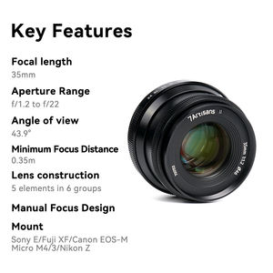 7artisans 35mm F1.2 Mark <span class=keywords><strong>II</strong></span> APS-C objectif principal à grande ouverture pour Micro 4/3 Sony E ZVE10 Fuji FX Canon EF-M M5 M6 M50 <span class=keywords><strong>Nikon</strong></span> <span class=keywords><strong>Z</strong></span> Z5 - Product Image 2