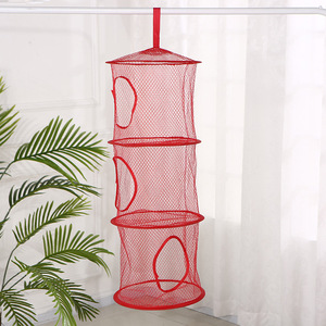 سلة قابلة للطي معلقة ثلاث طبقات من أفخم لعبة تخزين قفص معلق سلة تجفيف الملابس الداخلية - Product Image 5
