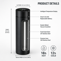Botol Air Pintar LED Temperatur Termal 500ml Terisolasi Portabel Mug Kopi Perjalanan Custom dengan Logo Tumbler Putih untuk Gym
