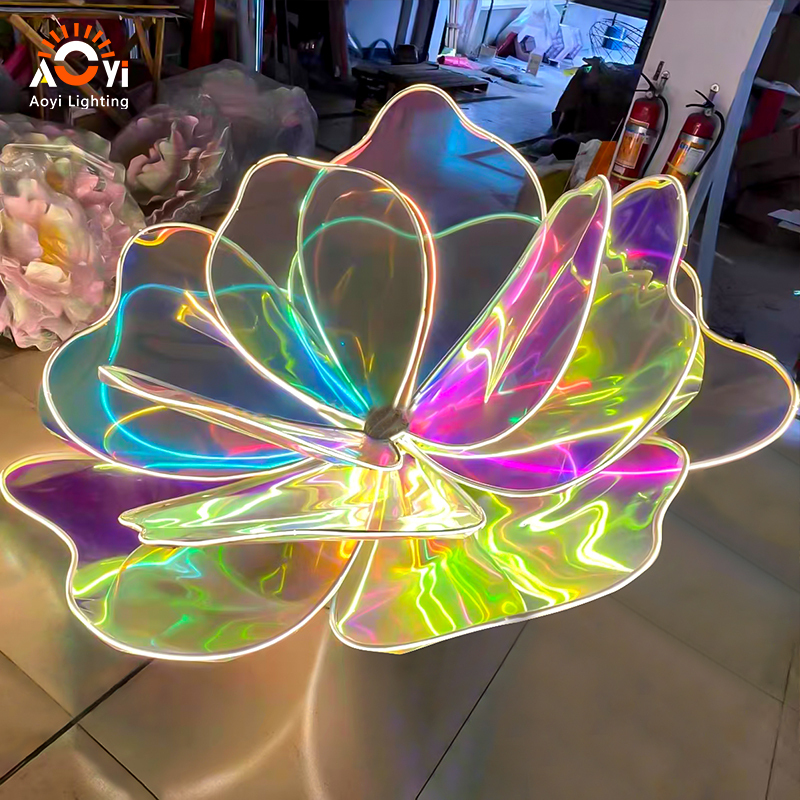 Large Outdoor Waterproof Acrylic PVC Luminous Flower Lamp Colorful Christmas Scenic Area Park Square Lighting Project Landscape