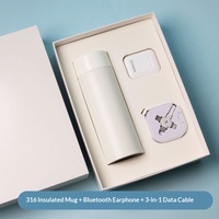 Set Speaker Nirkabel 3-in-1 Kabel Pengisi Daya USB Desain Modern Stainless Steel Termasuk Kipas Payung Botol Air Logo Kustom Hadiah