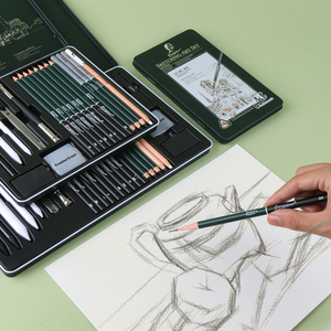 Set di 12 Matite per Artisti Giorgione, Matite per Schizzi e <span class=keywords><strong>Disegno</strong></span> in Scatola di Latta Verde, Grafite e Carboncino per Studenti e Artisti - Product Image 4