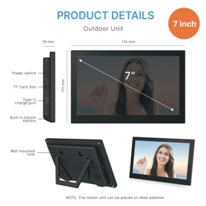 Videocitofono Wireless per Sicurezza Domestica con Schermo Touch da 7 Pollici, <span class=keywords><strong>Campanello</strong></span> Intelligente Tuya WiFi con Monitoraggio Remoto e Sblocco - Product Image 3