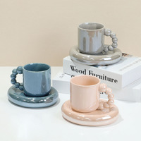 Ensemble tasse et soucoupe en céramique électro-plaquée créative personnalisée Ybh 300 ml, style nordique, passe au lave-vaisselle et au micro-ondes, cadeau