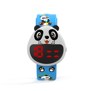 High-qiality mignon dessin animé imprimé LED Panada montre heure/date affichage montres numériques minuterie clignotante et alerte musicale pour les enfants - Product Image 6