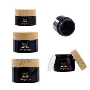 Jar Jars Matte Glass Jar Custom Made Glass Jar With Lids Mushroom Bamboo Cap Wholesale 20g 30g 50g Jars Glass Empty Packaging Matte Black Cosmetics Jar
