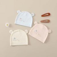 Bonnet en coton de classe A pour nouveau-né, doux, double couche, avec oreilles 3D brodées, coupe-vent, pour bébé de 0 à 3 mois