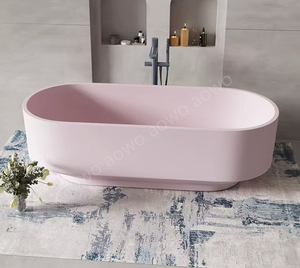 <span class=keywords><strong>Bañera</strong></span> de hotel de piedra sólida de color rosa, <span class=keywords><strong>bañera</strong></span> de hidromasaje de inmersión de alta calidad, grifo de resina transparente con escurridor - Product Image 1