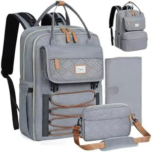 Sac à dos à langer gratuit avec 19 poches, matelas à langer, attaches pour poussette et bretelles confortables - Product Image 2
