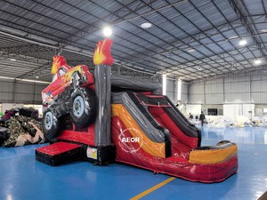 Château gonflable sur le thème des <span class=keywords><strong>Monster</strong></span> Trucks, certifié CE, installation facile, commercial, extérieur, avec toboggan pour les fêtes d'enfants - Product Image 2