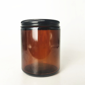 100mL 250ml 500ml Tarro de vela de vidrio ámbar Portavelas de vidrio con tapa de tornillo de aluminio - Product Image 1